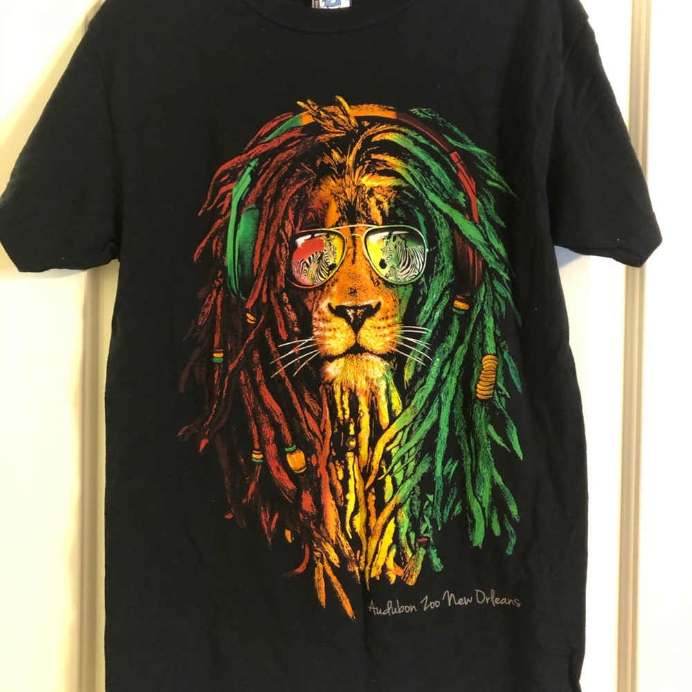 Nola Audubon Zoo lion with dreads t shirt